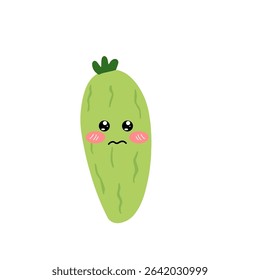 Adorable cute cucumber emoticon element stock design. baby cucumber variant face expression 