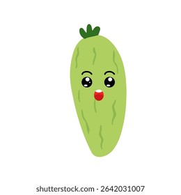 Adorable cute cucumber emoticon element stock design. baby cucumber variant face expression 