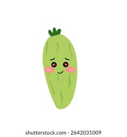 Adorable cute cucumber emoticon element stock design. baby cucumber variant face expression 