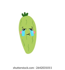 Adorable cute cucumber emoticon element stock design. baby cucumber variant face expression 
