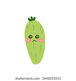 Adorable cute cucumber emoticon element stock design. baby cucumber variant face expression 