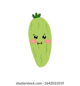 Adorable cute cucumber emoticon element stock design. baby cucumber variant face expression 