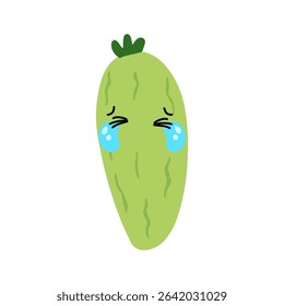 Adorable cute cucumber emoticon element stock design. baby cucumber variant face expression 