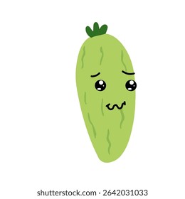 Adorable cute cucumber emoticon element stock design. baby cucumber variant face expression 