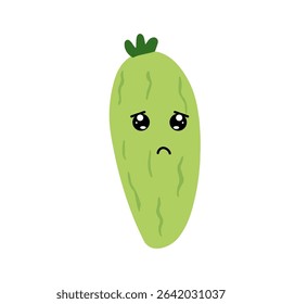 Adorable cute cucumber emoticon element stock design. baby cucumber variant face expression 