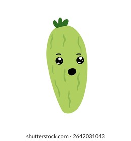 Adorable cute cucumber emoticon element stock design. baby cucumber variant face expression 