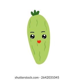 Adorable cute cucumber emoticon element stock design. baby cucumber variant face expression 