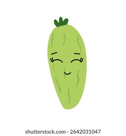 Adorable cute cucumber emoticon element stock design. baby cucumber variant face expression 