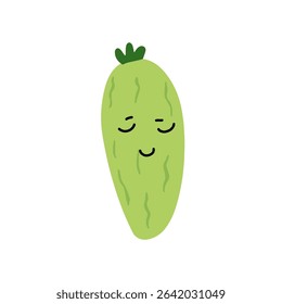 Adorable cute cucumber emoticon element stock design. baby cucumber variant face expression 