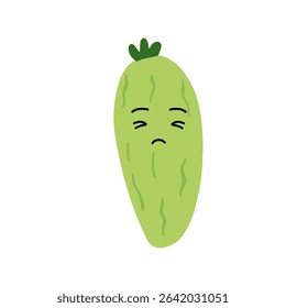 Adorable cute cucumber emoticon element stock design. baby cucumber variant face expression 