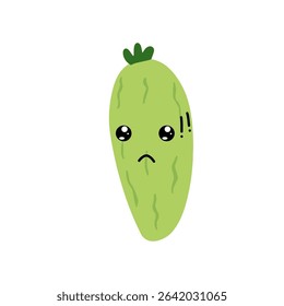 Adorable cute cucumber emoticon element stock design. baby cucumber variant face expression 