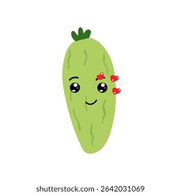 Adorable cute cucumber emoticon element stock design. baby cucumber variant face expression 