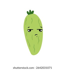 Adorable cute cucumber emoticon element stock design. baby cucumber variant face expression 