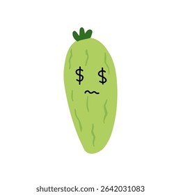 Adorable cute cucumber emoticon element stock design. baby cucumber variant face expression 