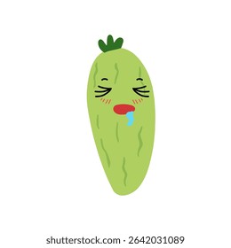 Adorable cute cucumber emoticon element stock design. baby cucumber variant face expression 