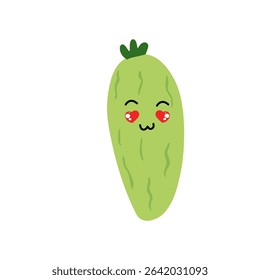 Adorable cute cucumber emoticon element stock design. baby cucumber variant face expression 