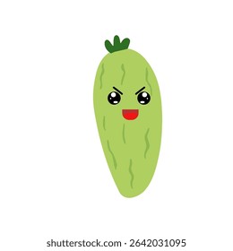 Adorable cute cucumber emoticon element stock design. baby cucumber variant face expression 