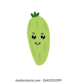 Adorable cute cucumber emoticon element stock design. baby cucumber variant face expression 