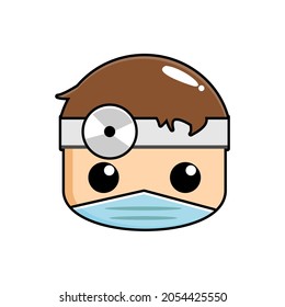 Adorable and cute doctor mascot with mask. Vector illustration.