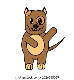 adorable and cute dog animal with hand up