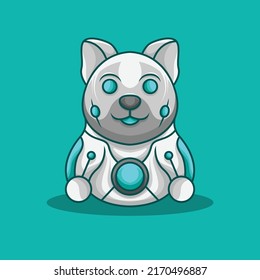 adorable lindo perro robot humanoide mecha mascota diseño vectorial