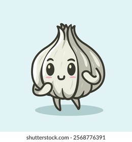 Adorable Cute Garlic Vegetable Character Illustration