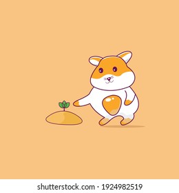 adorable cute hamster plant the sun flower