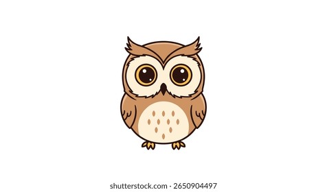 Adorável bonitinho kawaii grande olho coruja do celeiro pássaro animal desenhos animados vetor arte