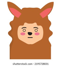 Adorable cute llama. different Expression Head Llama