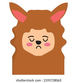 Adorable cute llama. different Expression Head Llama