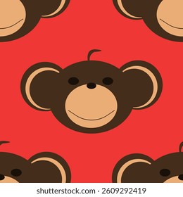 Adorable Cute Monkey Vector Seamless Pattern Digital Paper for Children's Nursery, Baby Shower Decorations, Scrapbooking, Kids Room Wallpaper, Fabric, Wrapping Paper, and Fun Jungle-Themed Crafts