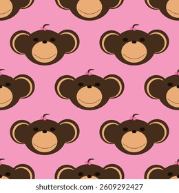 Adorable Cute Monkey Vector Seamless Pattern Digital Paper for Children's Nursery, Baby Shower Decorations, Scrapbooking, Kids Room Wallpaper, Fabric, Wrapping Paper, and Fun Jungle-Themed Crafts