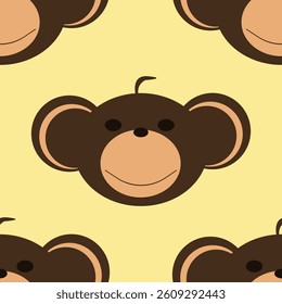 Adorable Cute Monkey Vector Seamless Pattern Digital Paper for Children's Nursery, Baby Shower Decorations, Scrapbooking, Kids Room Wallpaper, Fabric, Wrapping Paper, and Fun Jungle-Themed Crafts