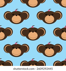 Adorable Cute Monkey Vector Seamless Pattern Digital Paper for Children's Nursery, Baby Shower Decorations, Scrapbooking, Kids Room Wallpaper, Fabric, Wrapping Paper, and Fun Jungle-Themed Crafts