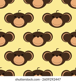 Adorable Cute Monkey Vector Seamless Pattern Digital Paper for Children's Nursery, Baby Shower Decorations, Scrapbooking, Kids Room Wallpaper, Fabric, Wrapping Paper, and Fun Jungle-Themed Crafts