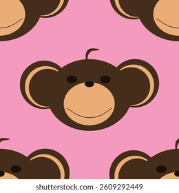 Adorable Cute Monkey Vector Seamless Pattern Digital Paper for Children's Nursery, Baby Shower Decorations, Scrapbooking, Kids Room Wallpaper, Fabric, Wrapping Paper, and Fun Jungle-Themed Crafts
