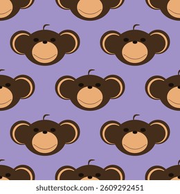 Adorable Cute Monkey Vector Seamless Pattern Digital Paper for Children's Nursery, Baby Shower Decorations, Scrapbooking, Kids Room Wallpaper, Fabric, Wrapping Paper, and Fun Jungle-Themed Crafts