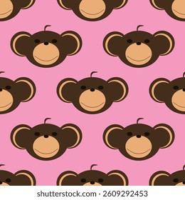 Adorable Cute Monkey Vector Seamless Pattern Digital Paper for Children's Nursery, Baby Shower Decorations, Scrapbooking, Kids Room Wallpaper, Fabric, Wrapping Paper, and Fun Jungle-Themed Crafts