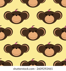 Adorable Cute Monkey Vector Seamless Pattern Digital Paper for Children's Nursery, Baby Shower Decorations, Scrapbooking, Kids Room Wallpaper, Fabric, Wrapping Paper, and Fun Jungle-Themed Crafts
