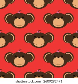 Adorable Cute Monkey Vector Seamless Pattern Digital Paper for Children's Nursery, Baby Shower Decorations, Scrapbooking, Kids Room Wallpaper, Fabric, Wrapping Paper, and Fun Jungle-Themed Crafts