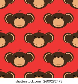 Adorable Cute Monkey Vector Seamless Pattern Digital Paper for Children's Nursery, Baby Shower Decorations, Scrapbooking, Kids Room Wallpaper, Fabric, Wrapping Paper, and Fun Jungle-Themed Crafts