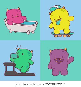 Adorable and cute Monster Character Illustrations