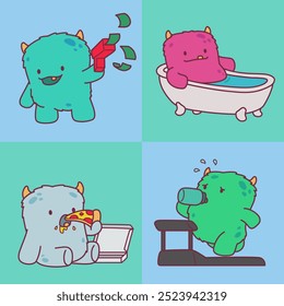 Adorable and cute Monster Character Illustrations