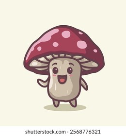 Adorable Cute Mushroom Vegetable Character Illustration