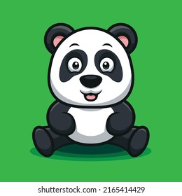 Adorable Cute panda bear sitting 