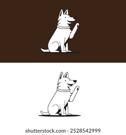 Adorable cute puppy dog cartoon template illustration with two types of background