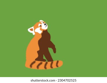  Adorable cute red panda cartoon character, flat vector illustration isolated on background. Chinese or Himalayan red panda.