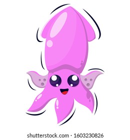 adorable cute squid mascot premium vector