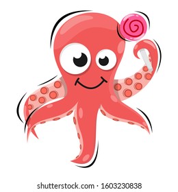 adorable cute squid mascot premium vector