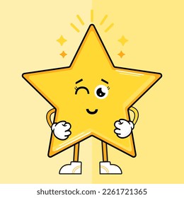 Adorable Cute Star Character Vector Illustration, This character is often used as a design for toy products, clothing, accessories, stationery, and other merchandise